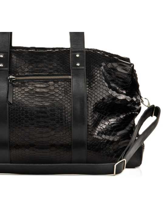 SAC WEEKEND CUIR & PYTHON NOIR ROGER L 121 CLARIS VIROT boutique bag ROGER L CHECK EMBOSSE Strasbourg boutique store d2