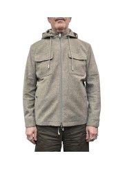 VESTE COL OFF CAPUCHE AMOVIBLE FLANELLE GREIGE CHINE B0 15120 1210 8013 BALDESSARINI homme boutique Strasbourg vêtement mode fr