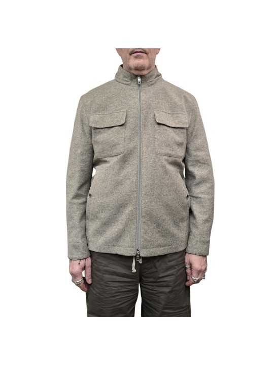 VESTE COL OFF CAPUCHE AMOVIBLE FLANELLE GREIGE CHINE B0 15120 1210 8013 BALDESSARINI homme boutique Strasbourg vêtement mode fa