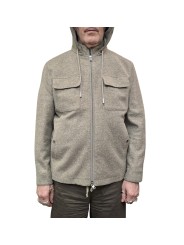 VESTE COL OFF CAPUCHE AMOVIBLE FLANELLE GREIGE CHINE B0 15120 1210 8013 BALDESSARINI homme boutique Strasbourg vêtement mode dv
