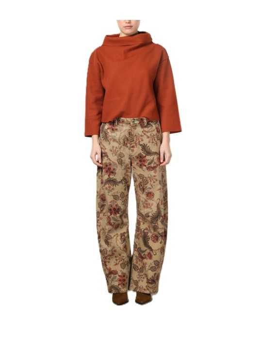 Pantalon beige large print floral vert rose Mason's Femme 4PNT7V1183 CBE15S1 594 boutique Strasbourg vêtement mode shop look