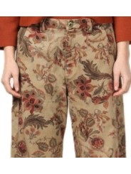 Pantalon beige large print floral vert rose Mason's Femme 4PNT7V1183 CBE15S1 594 boutique Strasbourg vêtement mode shop zoom