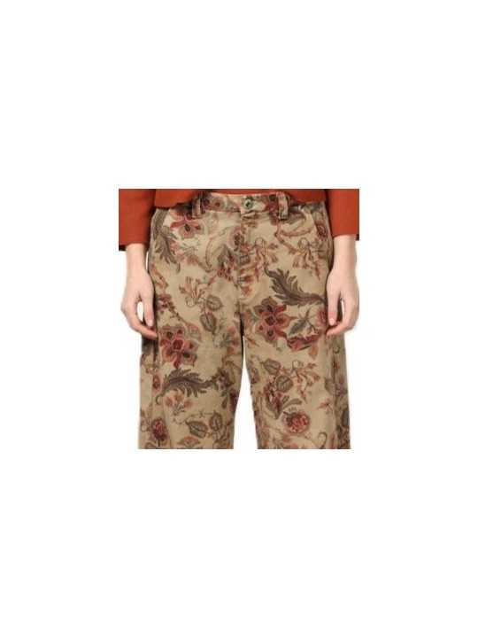 Pantalon beige large print floral vert rose Mason's Femme 4PNT7V1183 CBE15S1 594 boutique Strasbourg vêtement mode shop zoom