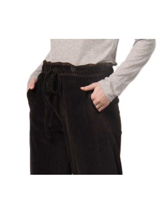 Pantalon velours grosses côtes choco Studio relax lien taille Mason's femme 4PNT6R880 JERT432 04 boutique Strasbourg vêtement z