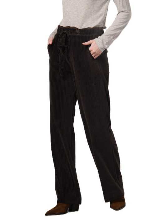 Pantalon velours grosses côtes choco Studio relax lien taille Mason's femme 4PNT6R880 JERT432 04 boutique Strasbourg vêtement 1