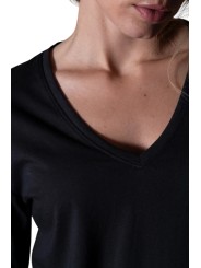 TSHIRT CHLOE V MANCHES LONGUES NOIR ANONYME FEMME Strasbourg Concept Store col v