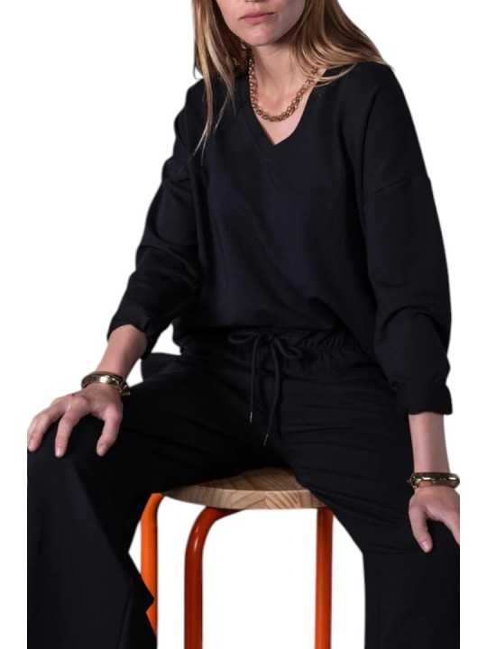 SWEAT OVERSIZE JERSEY PIMA ADELE NOIR ANONYME FEMME Strasbourg Concept store focus 1