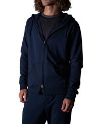 GILET CAPUCHE ZIPE KIM JERSEY PIMA MARINE ANONYME HOMME Strasbourg Concept Store profil