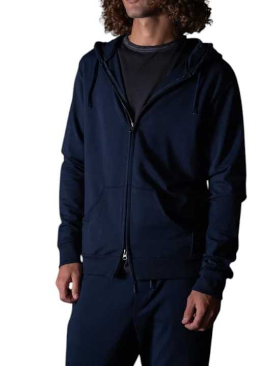 GILET CAPUCHE ZIPE KIM JERSEY PIMA MARINE ANONYME HOMME Strasbourg Concept Store profil