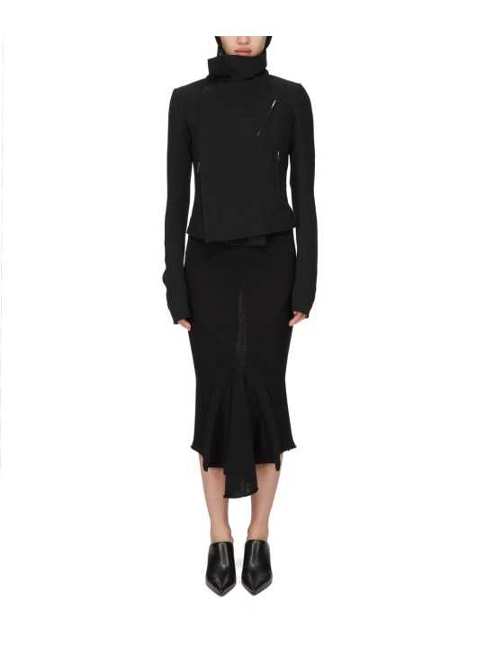 JUPE LONGUE NOIR MAILLE GODET CALF SKIRT RP02F 5677 ML 09 RICK OWENS FEMME boutique vêtement store shop online STYLE
