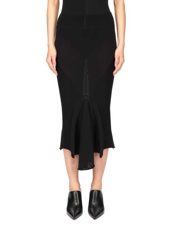 JUPE LONGUE NOIR MAILLE GODET CALF SKIRT RP02F 5677 ML 09 RICK OWENS FEMME boutique vêtement store shop online DVT
