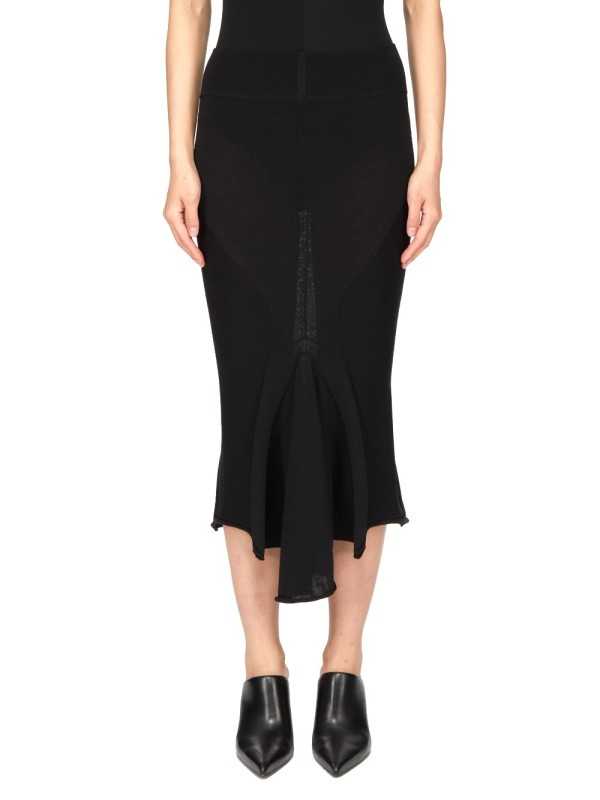 JUPE LONGUE NOIR MAILLE GODET CALF SKIRT RP02F 5677 ML 09 RICK OWENS FEMME boutique vêtement store shop online DVT