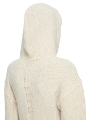 Pull hoodies écru cachemire soie Pullover cropped hoodie Rick Owens femme RP02F 5632 KWSSE 21