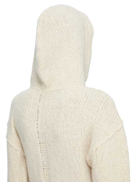 Pull hoodies écru cachemire soie Pullover cropped hoodie Rick Owens femme RP02F 5632 KWSSE 21