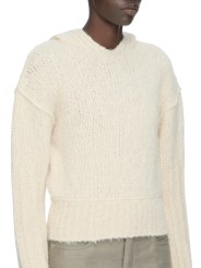 Pull hoodies écru cachemire soie Pullover cropped hoodie Rick Owens femme RP02F 5632 KWSSE 21
