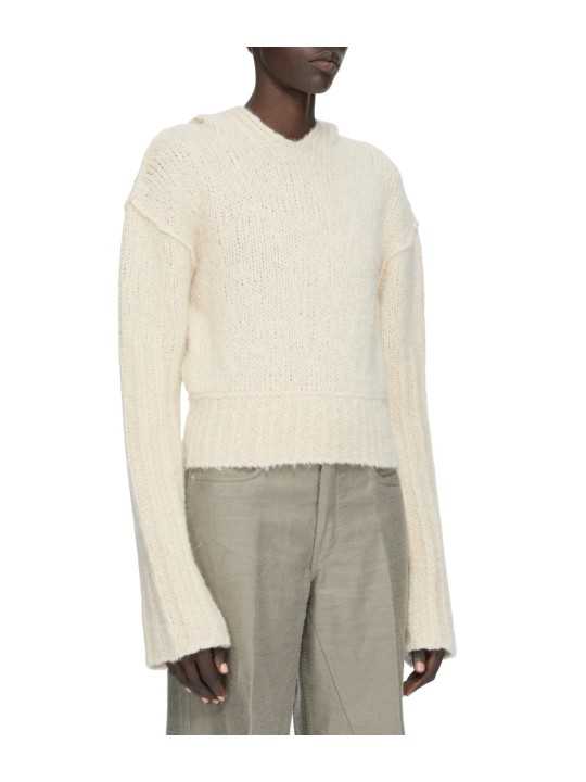 Pull hoodies écru cachemire soie Pullover cropped hoodie Rick Owens femme RP02F 5632 KWSSE 21 boutique vêtement Strasbourg CÖTE