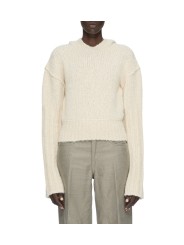 Pull hoodies écru cachemire soie Pullover cropped hoodie Rick Owens femme RP02F 5632 KWSSE 21 boutique vêtement Strasbourg front