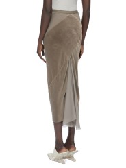 Jupe longue velour jersey & chiffon soie Dbl Sliced Skirt Rick Owens femme RP02F 5373 JSVVS 34 boutique Strasbourg vêtement d