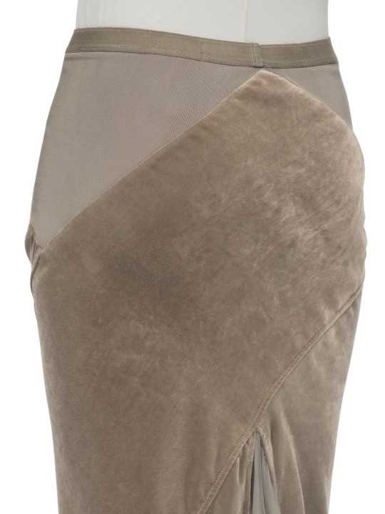 Jupe longue velour jersey & chiffon soie Dbl Sliced Skirt Rick Owens femme RP02F 5373 JSVVS 34 boutique Strasbourg vêtement dd