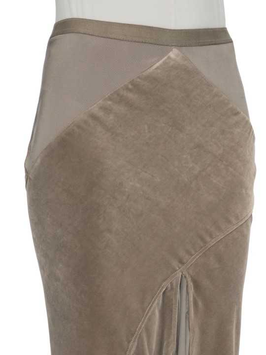 Jupe longue velour jersey & chiffon soie Dbl Sliced Skirt Rick Owens femme RP02F 5373 JSVVS 34 boutique Strasbourg vêtement dv