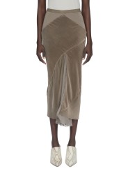 Jupe longue velour jersey & chiffon soie Dbl Sliced Skirt Rick Owens femme RP02F 5373 JSVVS 34 boutique Strasbourg vêtement f