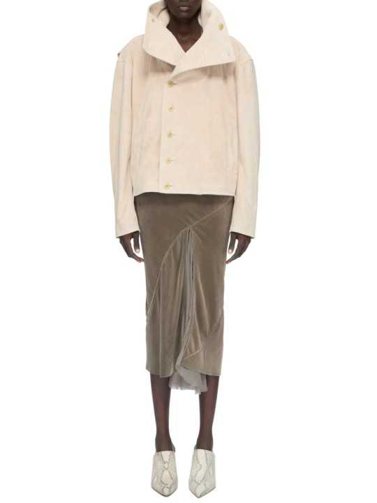 Jupe longue velour jersey & chiffon soie Dbl Sliced Skirt Rick Owens femme RP02F 5373 JSVVS 34 boutique Strasbourg vêtement l