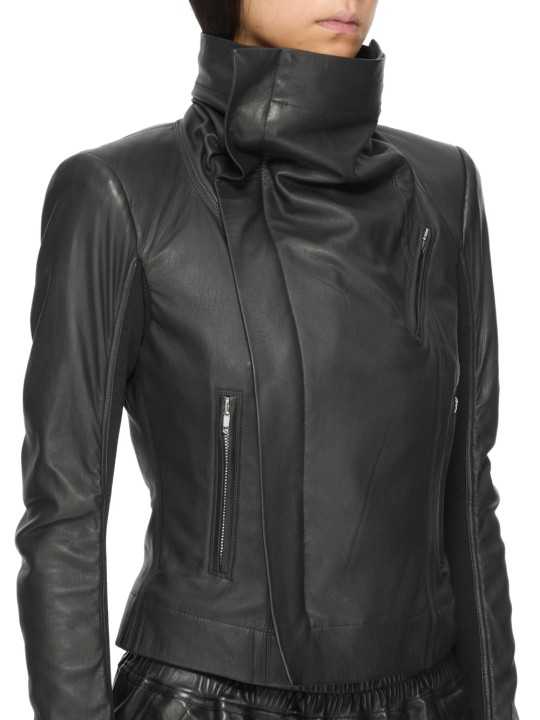 Blouson cuir noir Classic Byker agneau plongé RP02F 5708 LBK 09 Rick Owens Femme vêtement boutique Store shop online f
