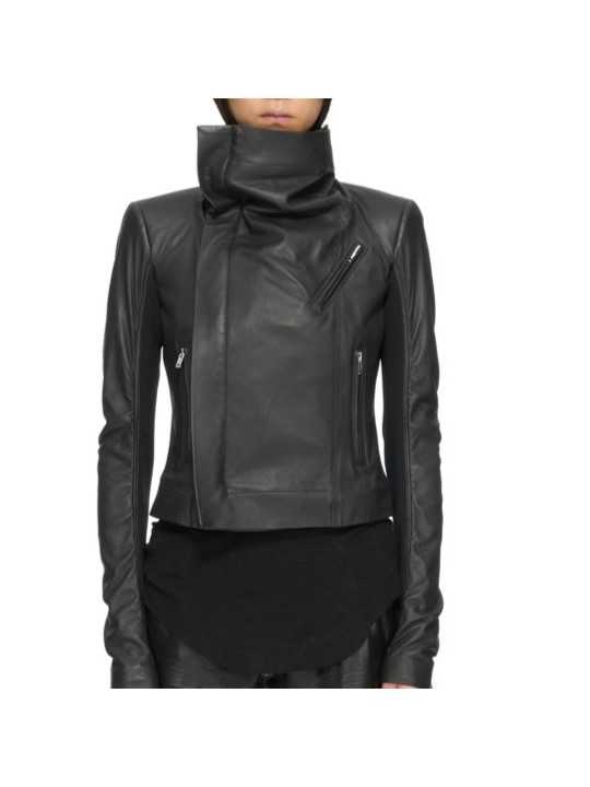 Blouson cuir noir Classic Byker agneau plongé RP02F 5708 LBK 09 Rick Owens Femme vêtement boutique Store shop online a