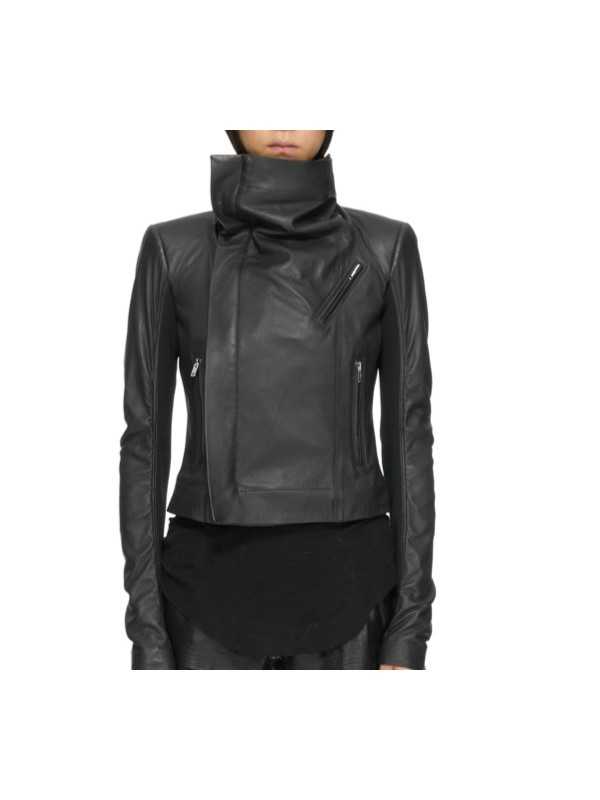 Blouson cuir noir Classic Byker agneau plongé RP02F 5708 LBK 09 Rick Owens Femme vêtement boutique Store shop online a