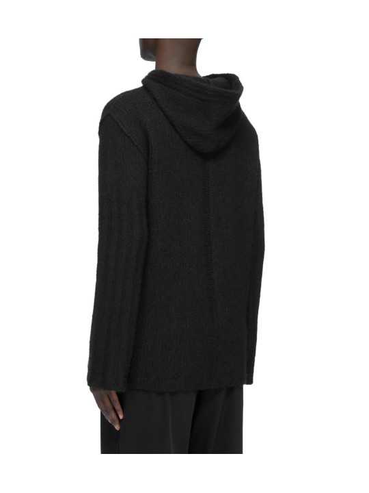 PULL HOODIES NOIR CACHEMIRE FEUTRE HOODED PULLOVER RU02F 4623 KWSSE 09 RICK OWENS homme boutique Strasbourg vêtement shop back