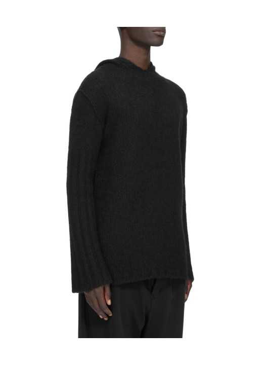 PULL HOODIES NOIR CACHEMIRE FEUTRE HOODED PULLOVER RU02F 4623 KWSSE 09 RICK OWENS homme boutique Strasbourg vêtement shop profil