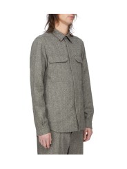 CHEMISE CHINEE NOIR VERT CLAIR OUTERSHIRT RU02F 4236 WBI 79 RICK OWENS HOMME profil