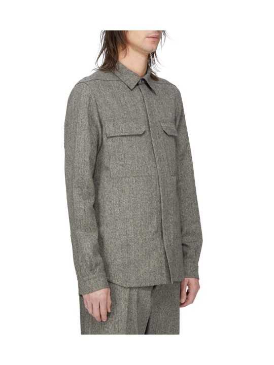 CHEMISE CHINEE NOIR VERT CLAIR OUTERSHIRT RU02F 4236 WBI 79 RICK OWENS HOMME profil