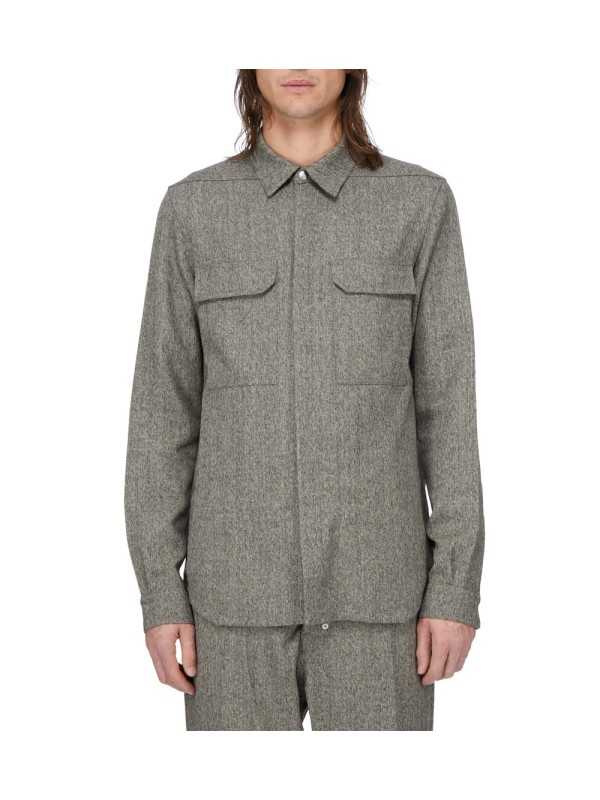 CHEMISE CHINEE NOIR VERT CLAIR OUTERSHIRT RU02F 4236 WBI 79 RICK OWENS HOMME front
