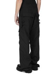 Pantalon large cargo laine grain de poudre noir Stefan Cargo Rick Owens homme RU02F 4346 WGP 09 boutique Strasbourg vêtement dos