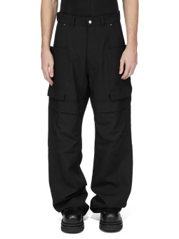 Pantalon large cargo laine grain de poudre noir Stefan Cargo Rick Owens homme RU02F 4346 WGP 09 boutique Strasbourg vêtement dvt