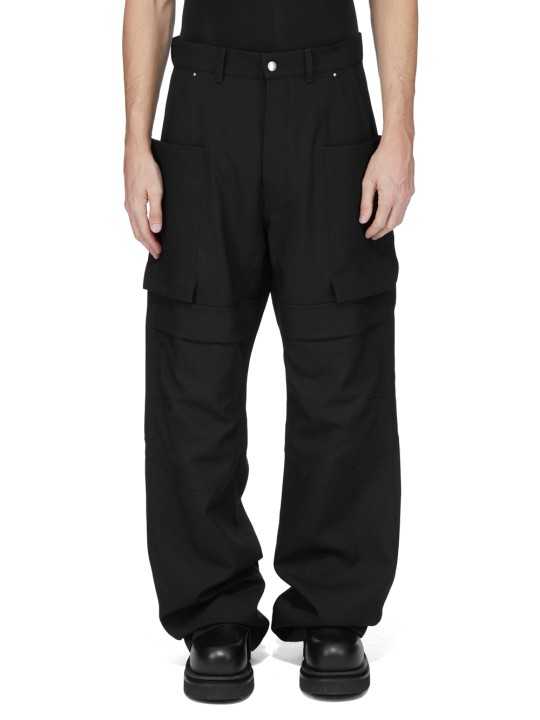 Pantalon large cargo laine grain de poudre noir Stefan Cargo Rick Owens homme RU02F 4346 WGP 09 boutique Strasbourg vêtement dvt