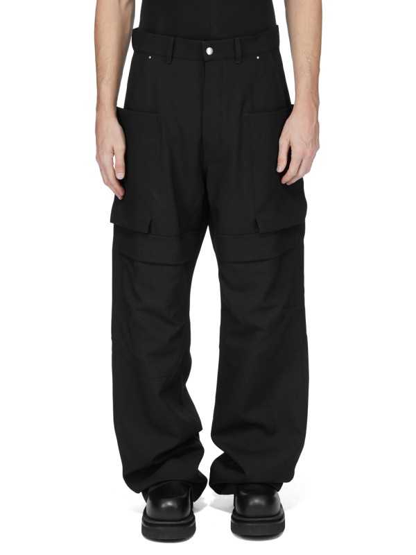 Pantalon large cargo laine grain de poudre noir Stefan Cargo Rick Owens homme RU02F 4346 WGP 09 boutique Strasbourg vêtement dvt