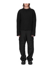 Pantalon large cargo laine grain de poudre noir Stefan Cargo Rick Owens homme RU02F 4346 WGP 09