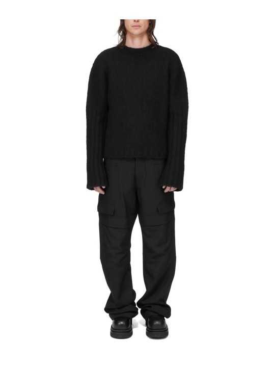 Pantalon large cargo laine grain de poudre noir Stefan Cargo Rick Owens homme RU02F 4346 WGP 09