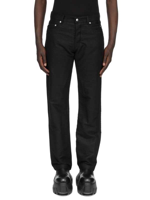 Jeans noir moleskin brossé Kurdt RU02F 4399 MOR 09 Rick Owens Homme boutique Strasbourg shop vêtement front