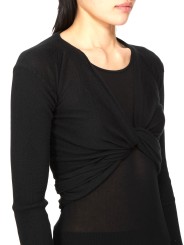 Cache coeur court Noir Crop Wrap Rick Owens Femme RP02F 5645 M 09 boutique Strasbourg vêtement mode gilet shop détail