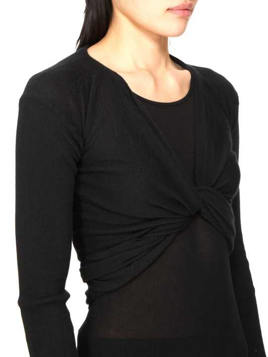 Cache coeur court Noir Crop Wrap Rick Owens Femme RP02F 5645 M 09 boutique Strasbourg vêtement mode gilet shop détail
