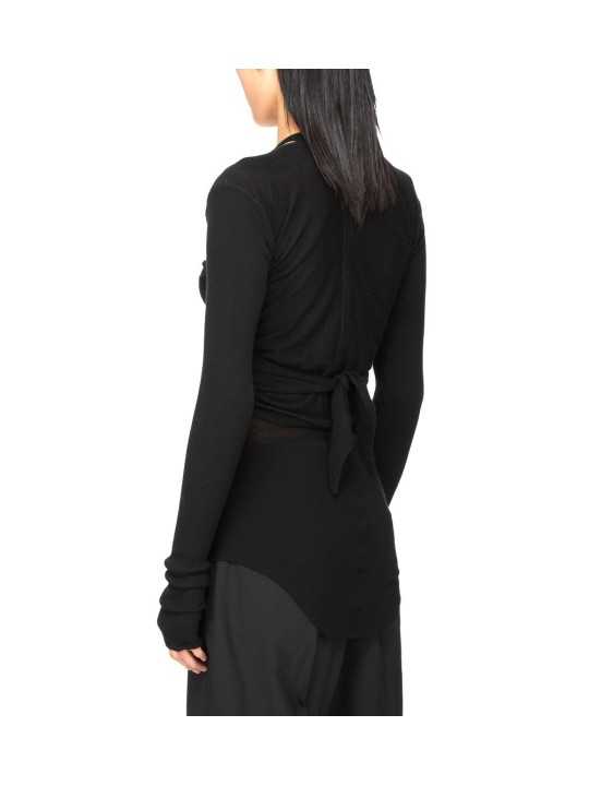 Cache coeur court Noir Crop Wrap Rick Owens Femme RP02F 5645 M 09 boutique Strasbourg vêtement mode gilet shop dos