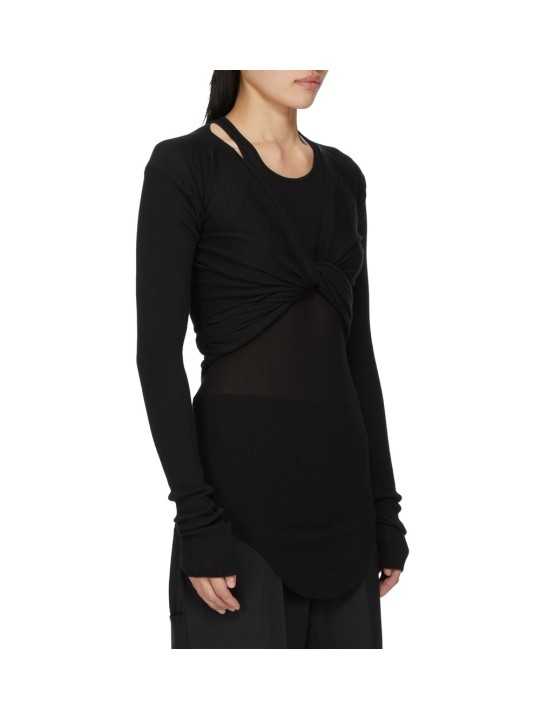 Cache coeur court Noir Crop Wrap Rick Owens Femme RP02F 5645 M 09 boutique Strasbourg vêtement mode gilet shop profil