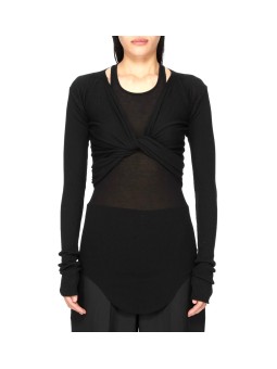 Cache cœur court Noir Crop Wrap Rick Owens Femme RP02F 5645 M 09 boutique Strasbourg vêtement mode gilet shop front