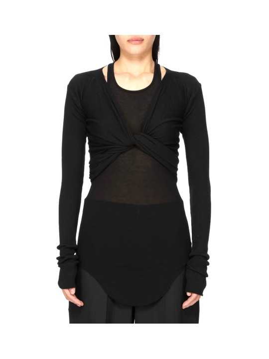 Cache cœur court Noir Crop Wrap Rick Owens Femme RP02F 5645 M 09 boutique Strasbourg vêtement mode gilet shop front
