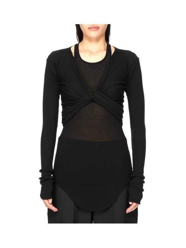 Cache cœur court Noir Crop Wrap Rick Owens Femme RP02F 5645 M 09 boutique Strasbourg vêtement mode gilet shop front