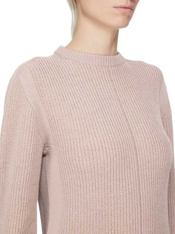 PULL GROSSE MAILLE COTELE ROSE FISHERMAN ROUND NECK RP02F 5647 KWVH 23 RICK OWENS FEMME BOUTIQUE vêtement face