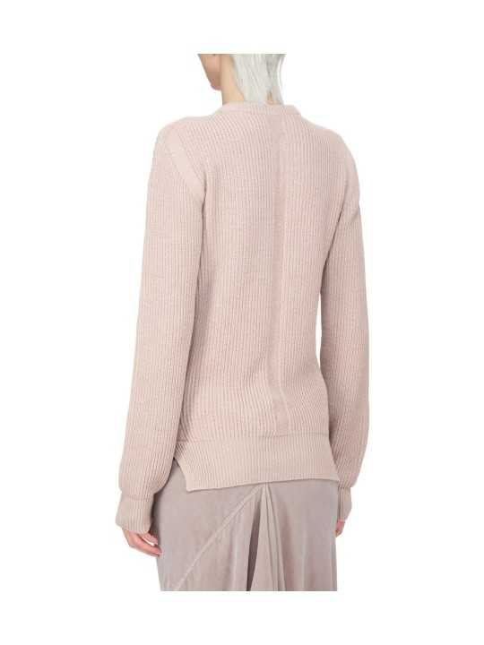 PULL GROSSE MAILLE COTELE ROSE FISHERMAN ROUND NECK RP02F 5647 KWVH 23 RICK OWENS FEMME